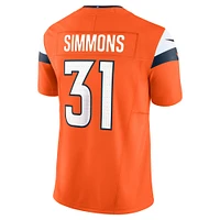 Nike Justin Simmons pour homme Orange Denver Broncos Vapor F.U.S.E. Maillot limité