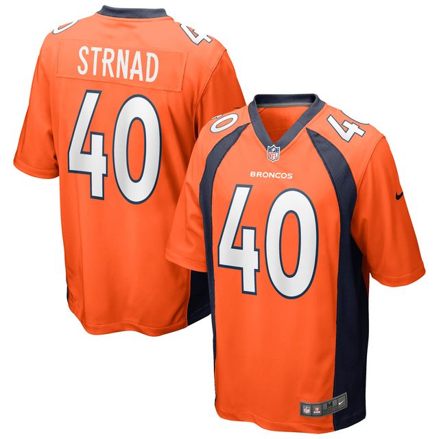 Maillot de match Nike Justin Strnad Denver Broncos pour homme, orange