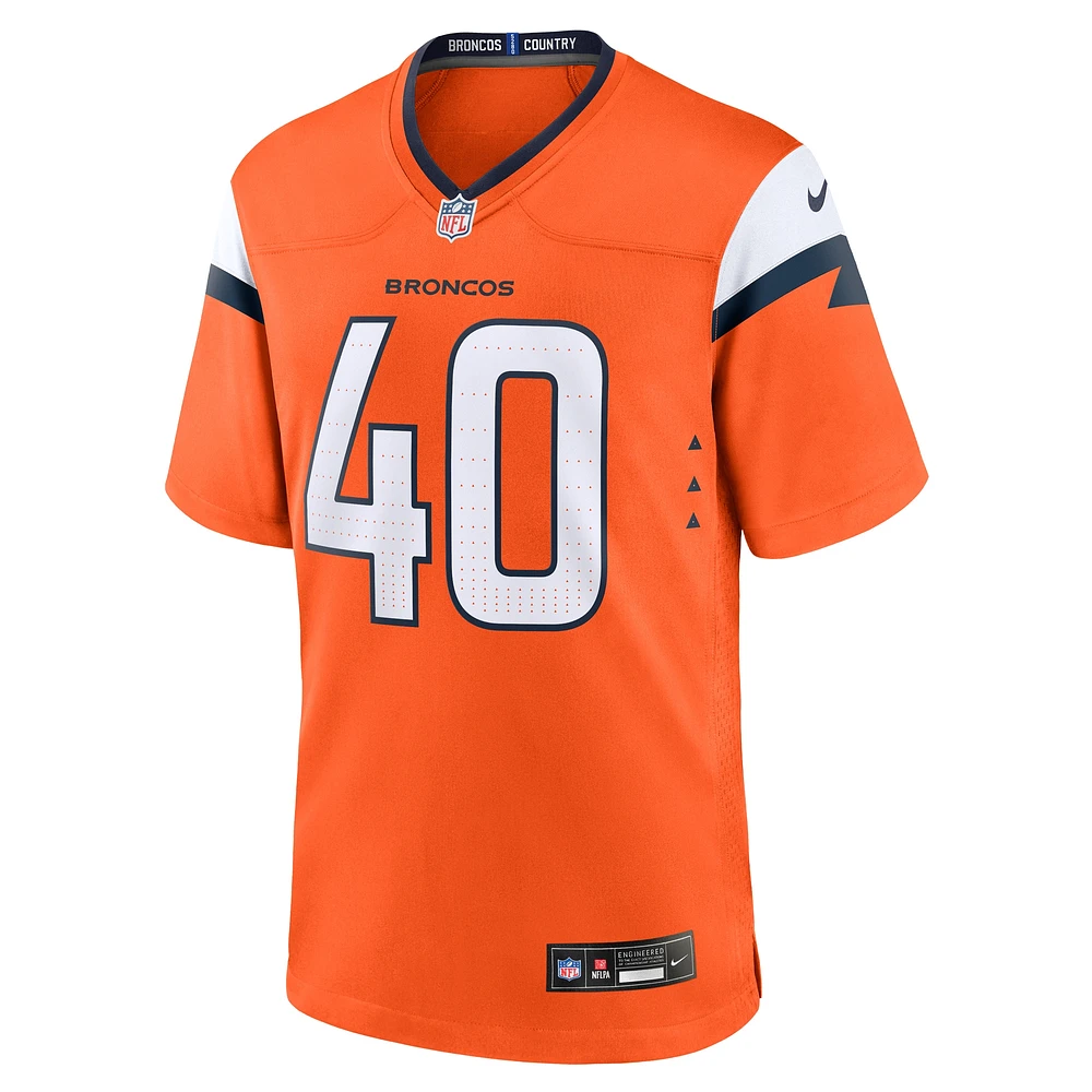 Men's Nike Justin Strnad  Orange Denver Broncos Team Game Jersey