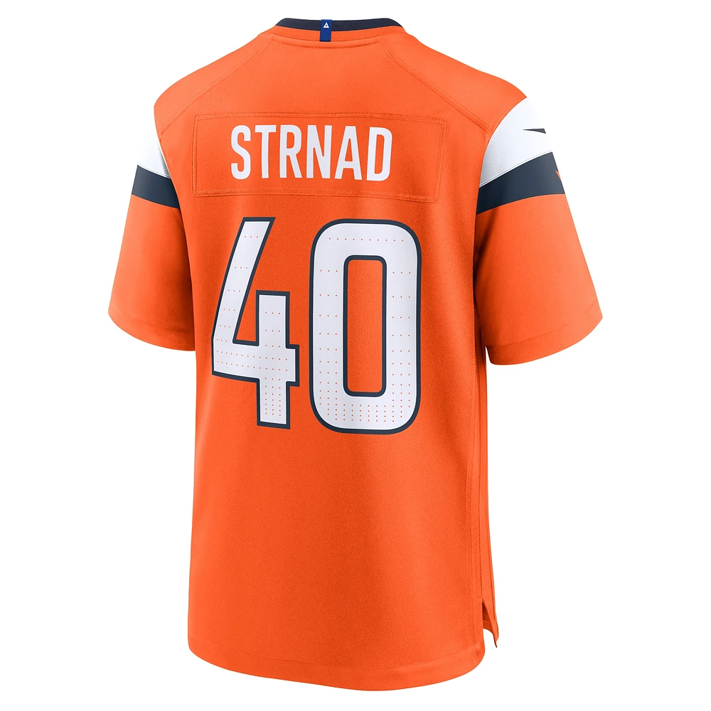 Men's Nike Justin Strnad  Orange Denver Broncos Team Game Jersey