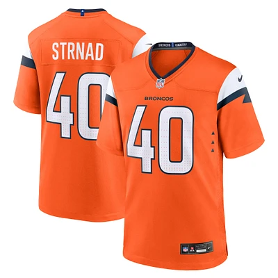 Maillot de match Nike Justin Strnad orange Denver Broncos pour homme