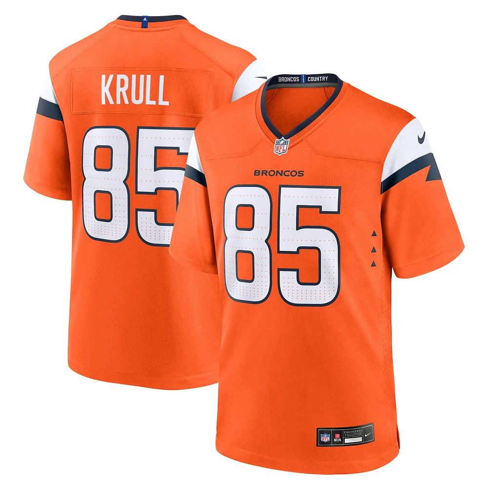 Maillot de match Nike Lucas Krull Orange Denver Broncos pour homme