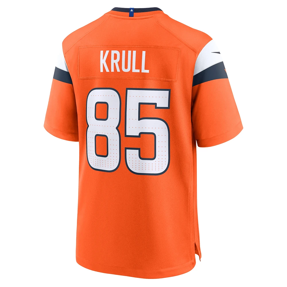 Maillot de match Nike Lucas Krull Orange Denver Broncos pour homme