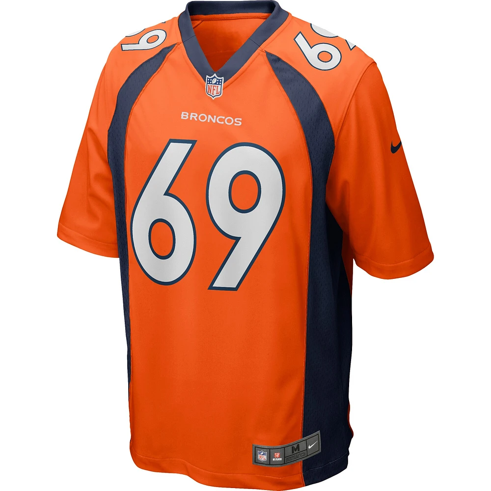 Maillot de joueur retraité Nike Mark Schlereth pour homme des Denver Broncos Game orange