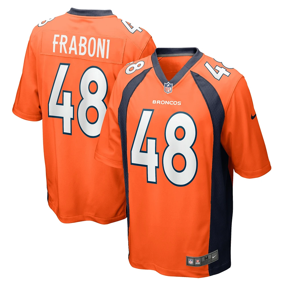 Maillot de match l'équipe Nike Mitchell Fraboni Denver Broncos pour homme, orange