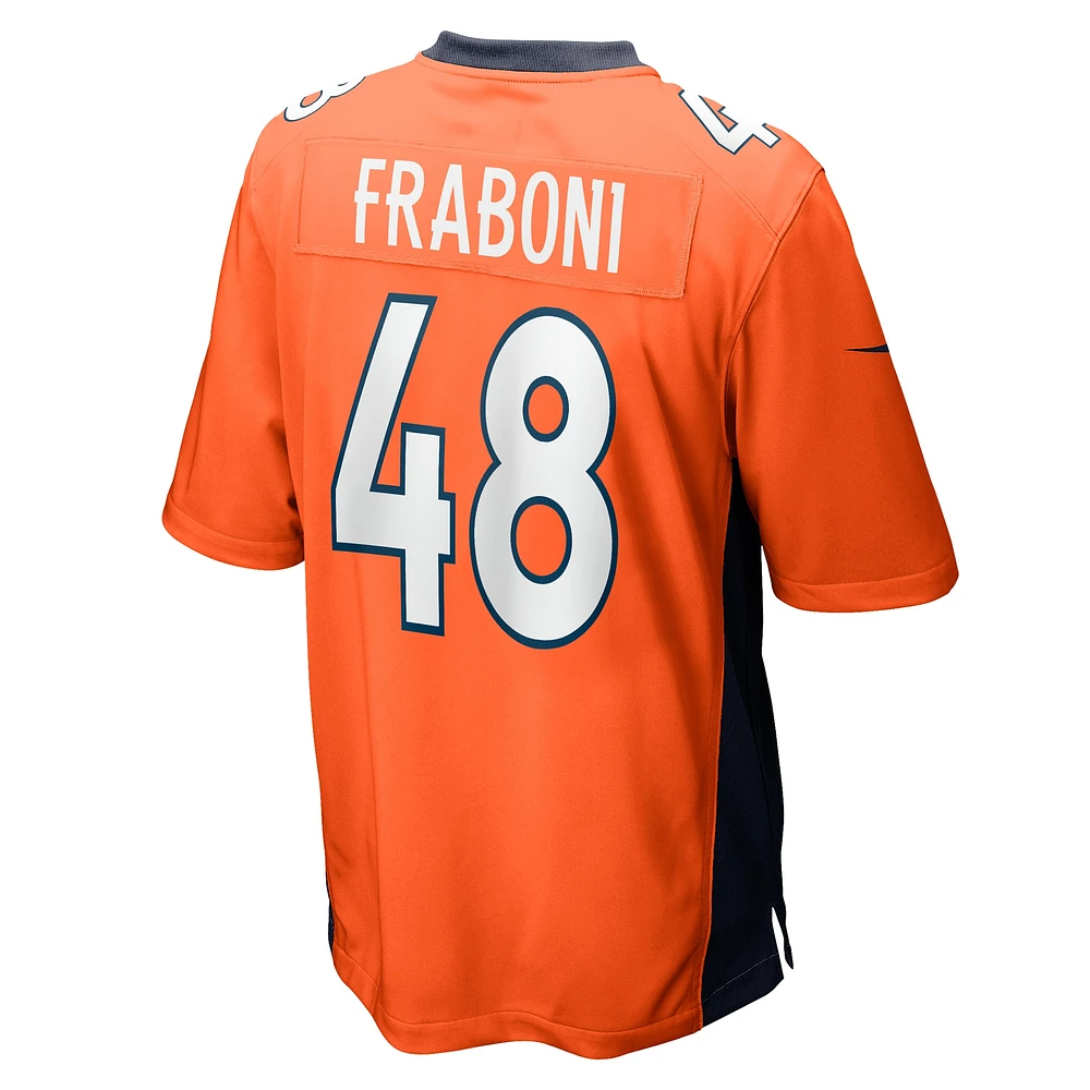 Maillot de match l'équipe Nike Mitchell Fraboni Denver Broncos pour homme, orange