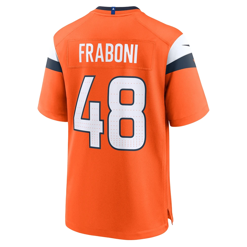 Maillot de match Nike Mitchell Fraboni orange Denver Broncos pour homme