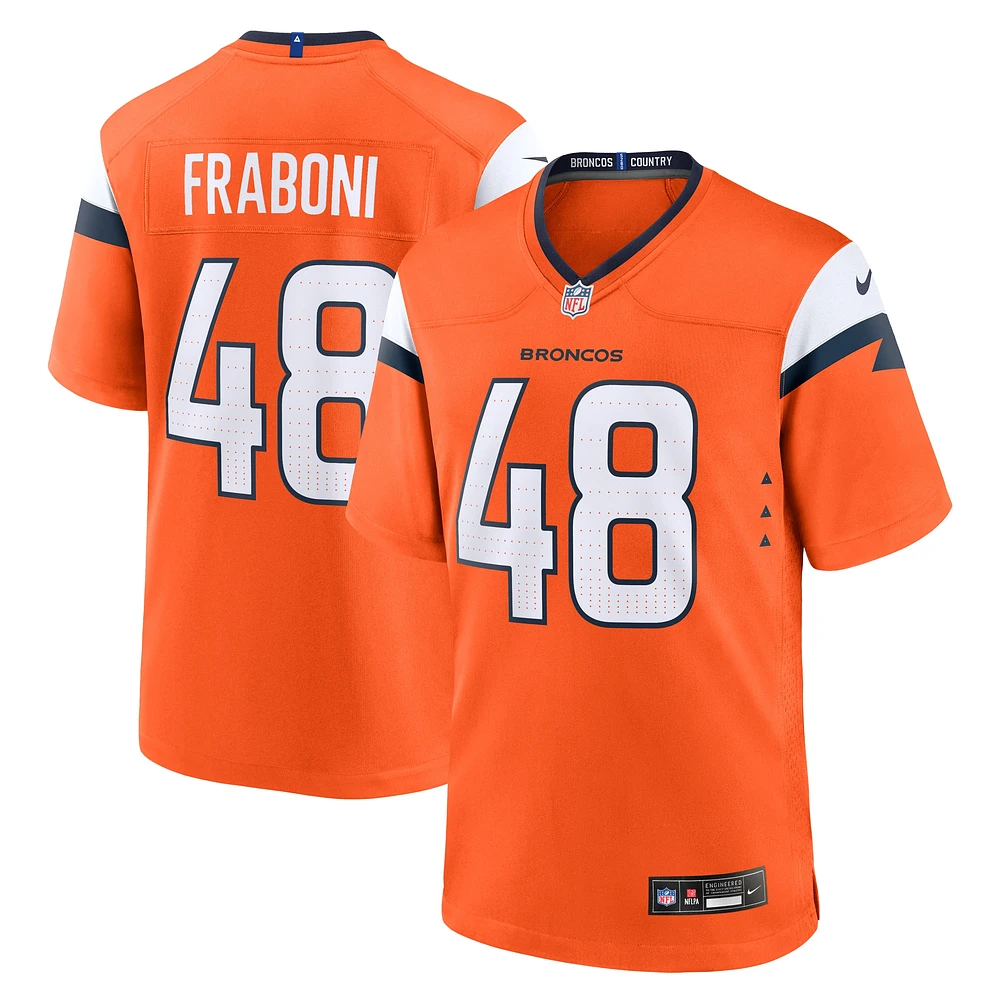 Maillot de match Nike Mitchell Fraboni orange Denver Broncos pour homme