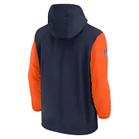 Men's Nike Navy/Orange Denver Broncos 2024/25 Sideline Pre-Game Player 1/2-Zip Hoodie Jacket