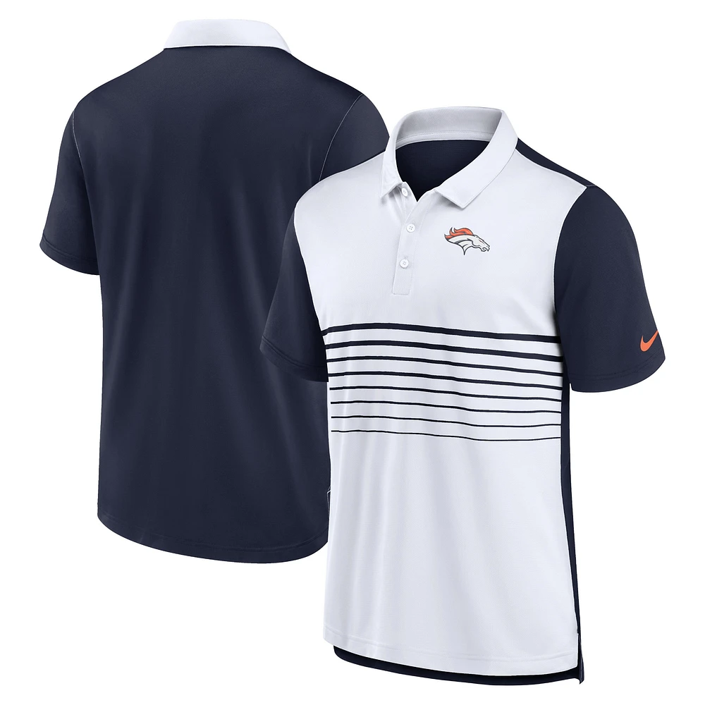 Polo de performance tendance Denver Broncos Nike bleu marine/blanc pour homme