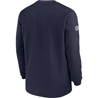 Haut à manches longues Nike bleu marine Denver Broncos 2023 Sideline Throwback Heavy Brushed Waffle pour homme