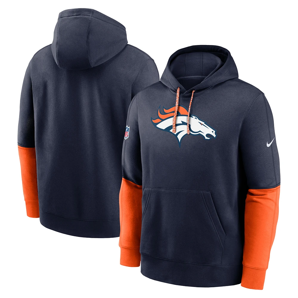 Sweat à capuche Nike bleu marine Denver Broncos 2024 Sideline Club pour homme