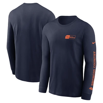 Men's Nike Navy Denver Broncos All Out Long Sleeve T-Shirt