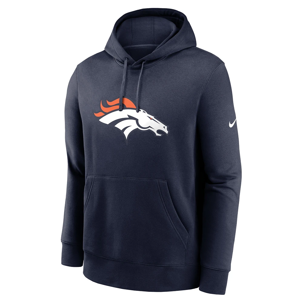 Men's Nike Navy Denver Broncos Club Logo Pullover Hoodie