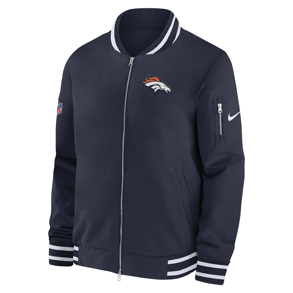 Men's Nike  Navy Denver Broncos Coach Full-Zip Bomber Jacket