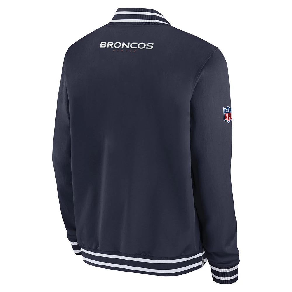 Men's Nike  Navy Denver Broncos Coach Full-Zip Bomber Jacket