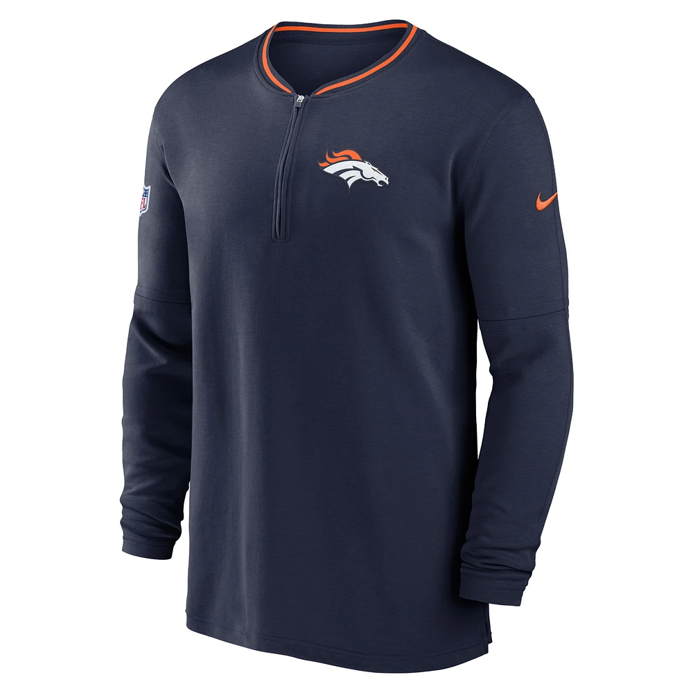 Men's Nike Navy Denver Broncos Coach Half-Zip Sweatshirt
