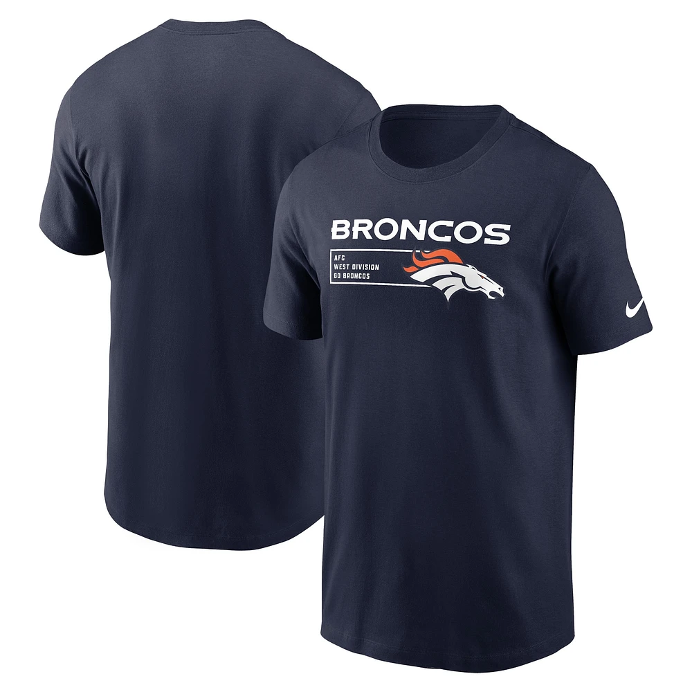 T-shirt essentiel Nike Denver Broncos Division pour homme - Bleu marine