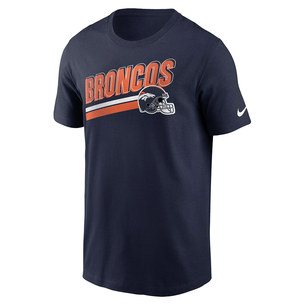 T-shirt Nike Denver Broncos Essential Blitz Lockup pour homme - Bleu marine