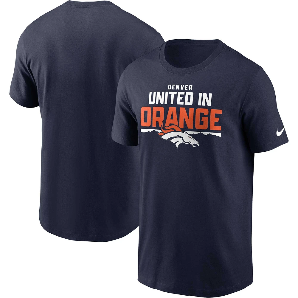 T-shirt essentiel local Denver Broncos Nike bleu marine pour homme