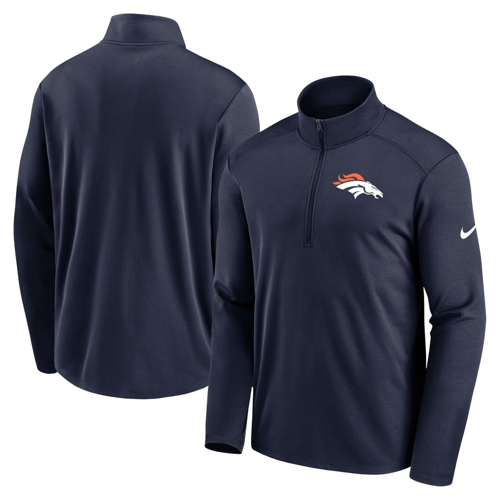 Men's Nike Navy Denver Broncos Logo Pacer Performance Half-Zip Jacket