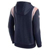 Men's Nike Navy Denver Broncos Sideline Athletic Stack Performance Pullover Hoodie
