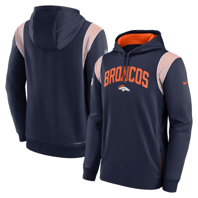 Sweat à capuche Nike Denver Broncos Sideline Athletic Stack Performance pour homme - Bleu marine