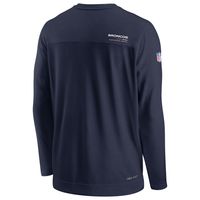 Men's Nike Navy Denver Broncos Sideline Coach Chevron Lock Up Long Sleeve V-Neck Performance T-Shirt