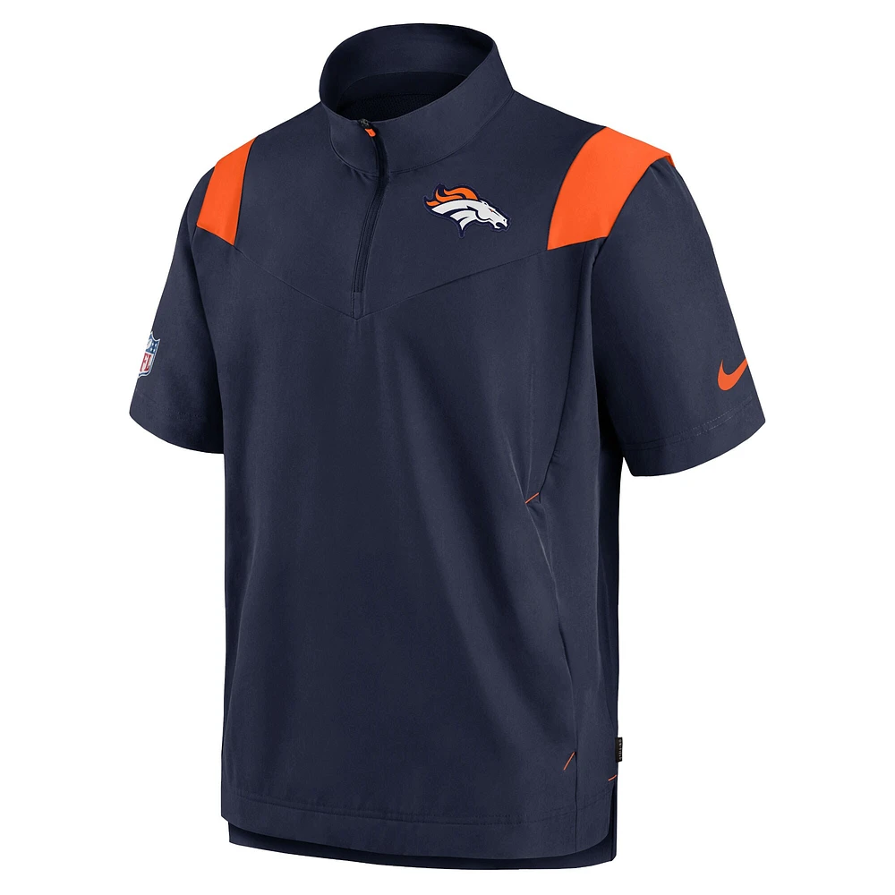 Men's Nike Navy Denver Broncos Sideline Coaches Chevron Lockup Pullover Top