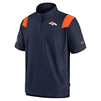 Men's Nike Navy Denver Broncos Sideline Coaches Chevron Lockup Pullover Top