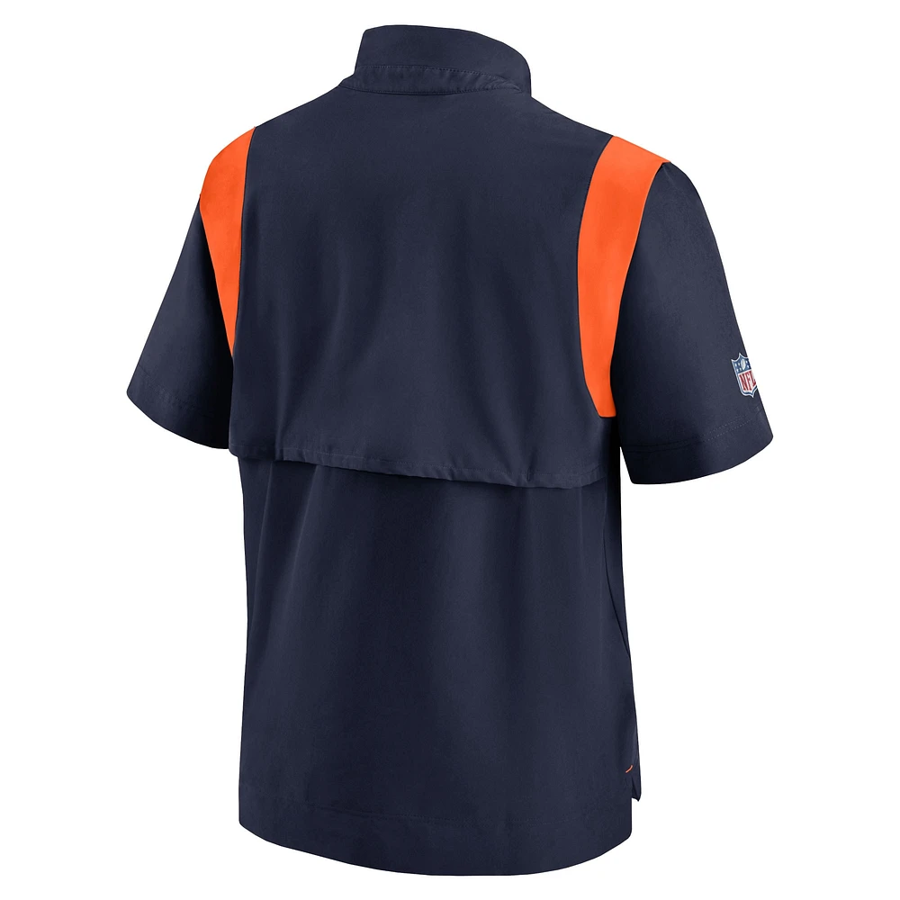 Men's Nike Navy Denver Broncos Sideline Coaches Chevron Lockup Pullover Top