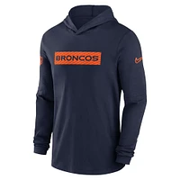 Men's Nike Navy Denver Broncos Sideline Hoodie Performance Long Sleeve T-Shirt