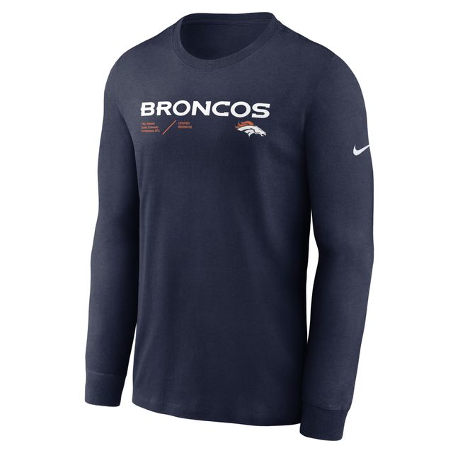 T-shirt à manches longues Nike Denver Broncos Sideline Infograph Lock Up Performance pour homme - Bleu marine