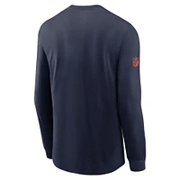 T-shirt Nike bleu marine Denver Broncos Sideline Performance à manches longues pour homme