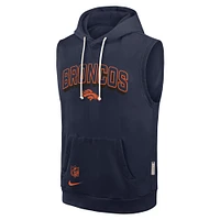Men's Nike Navy Denver Broncos Sideline Performance Sleeveless Pullover Hoodie
