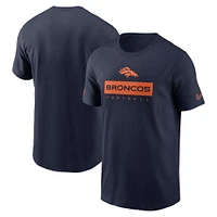 T-shirt Nike bleu marine Denver Broncos Sideline Performance pour homme