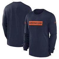 Men's Nike Navy Denver Broncos Sideline Player Performance Long Sleeve T-Shirt