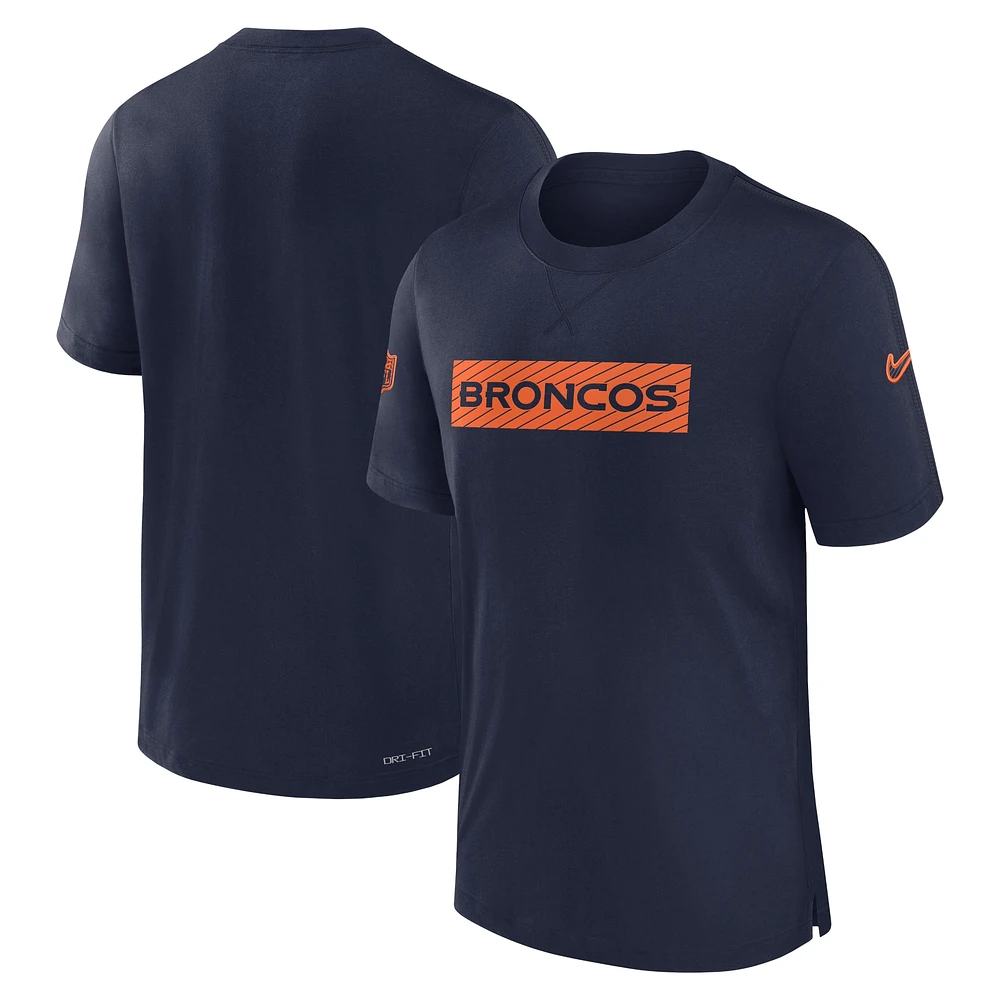 T-shirt Nike bleu marine Denver Broncos Sideline Player Performance pour homme