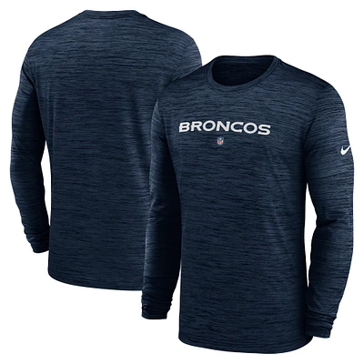 T-shirt à manches longues Nike Denver Broncos Sideline Team Velocity Performance pour homme