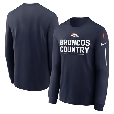 Denver Broncos Nike Team Slogan Long Sleeve T-Shirt - Navy