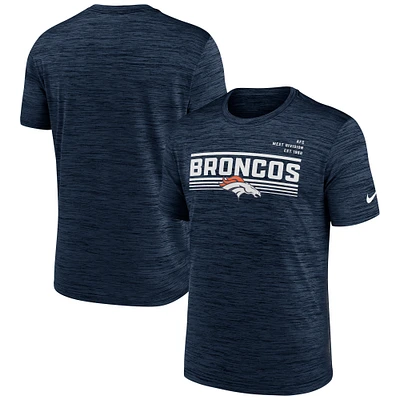 T-shirt Nike Denver Broncos Yardline Velocity Performance pour homme - Bleu marine