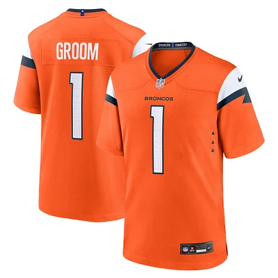 Maillot de match Nike numéro 1 Groom orange Denver Broncos pour hommes