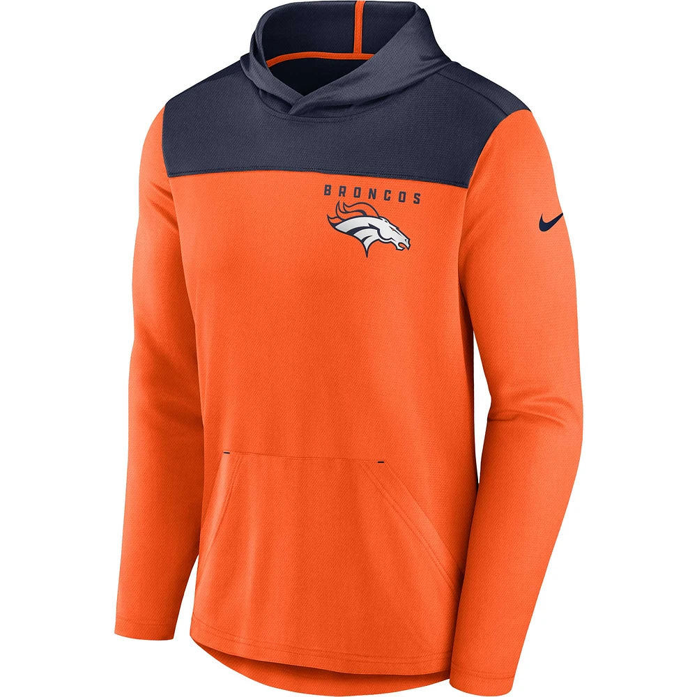 Sweat à capuche Nike Denver Broncos Athletic Lockup pour homme, orange/bleu marine