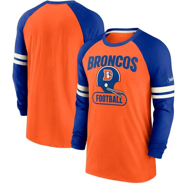 Men's Nike Red/Royal New England Patriots Throwback Raglan Long Sleeve  T-Shirt