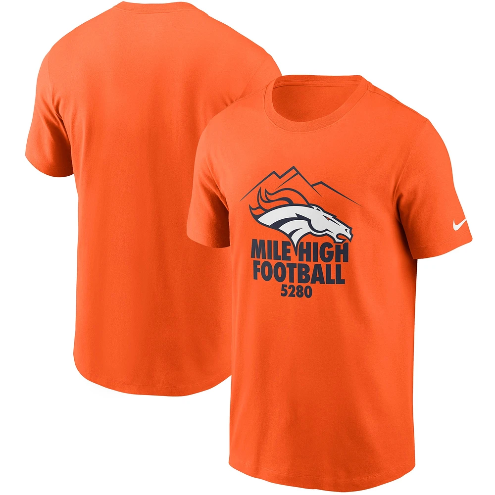 T-shirt Nike orange Denver Broncos Hometown Collection 5280 pour homme