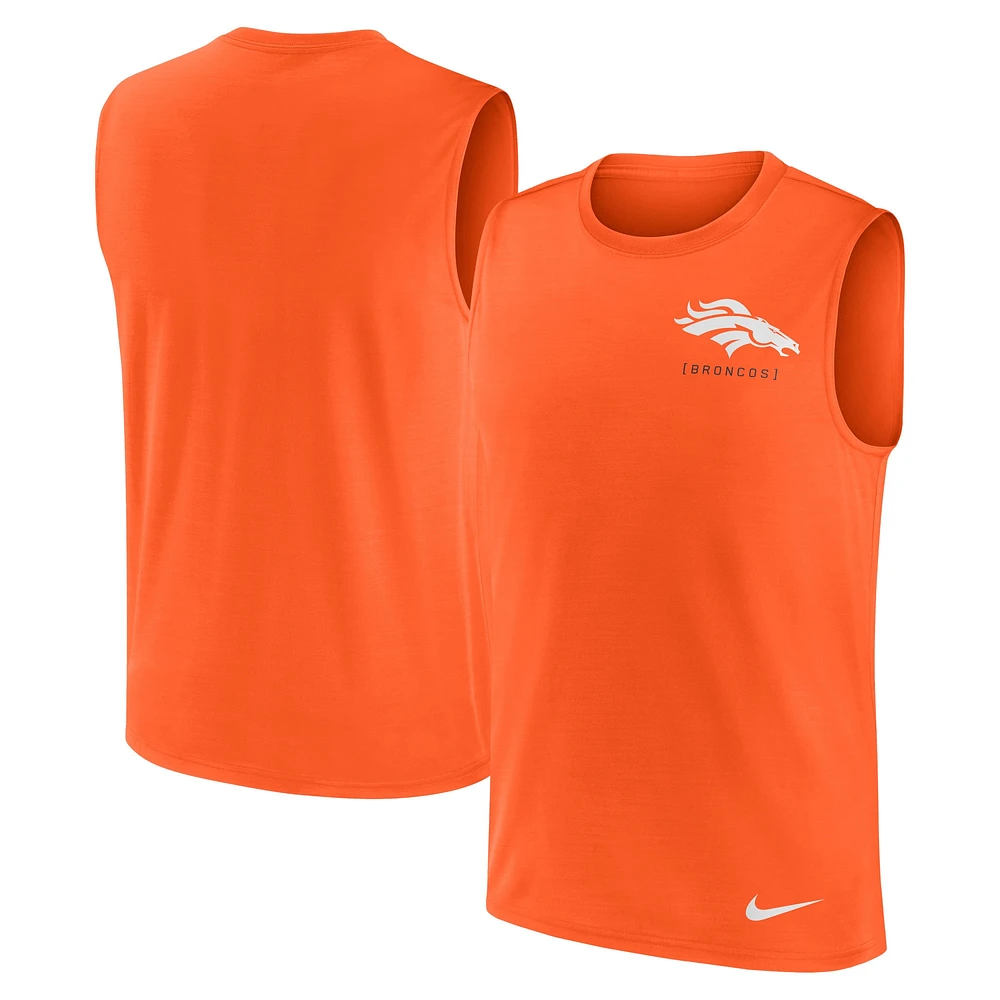 Men's Nike Orange Denver Broncos Large Logo Peformance Muscle Tank Top