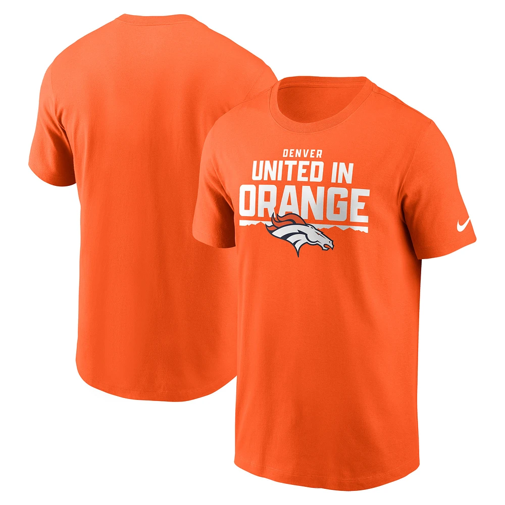 T-shirt essentiel local des Broncos de Denver Nike orange pour homme