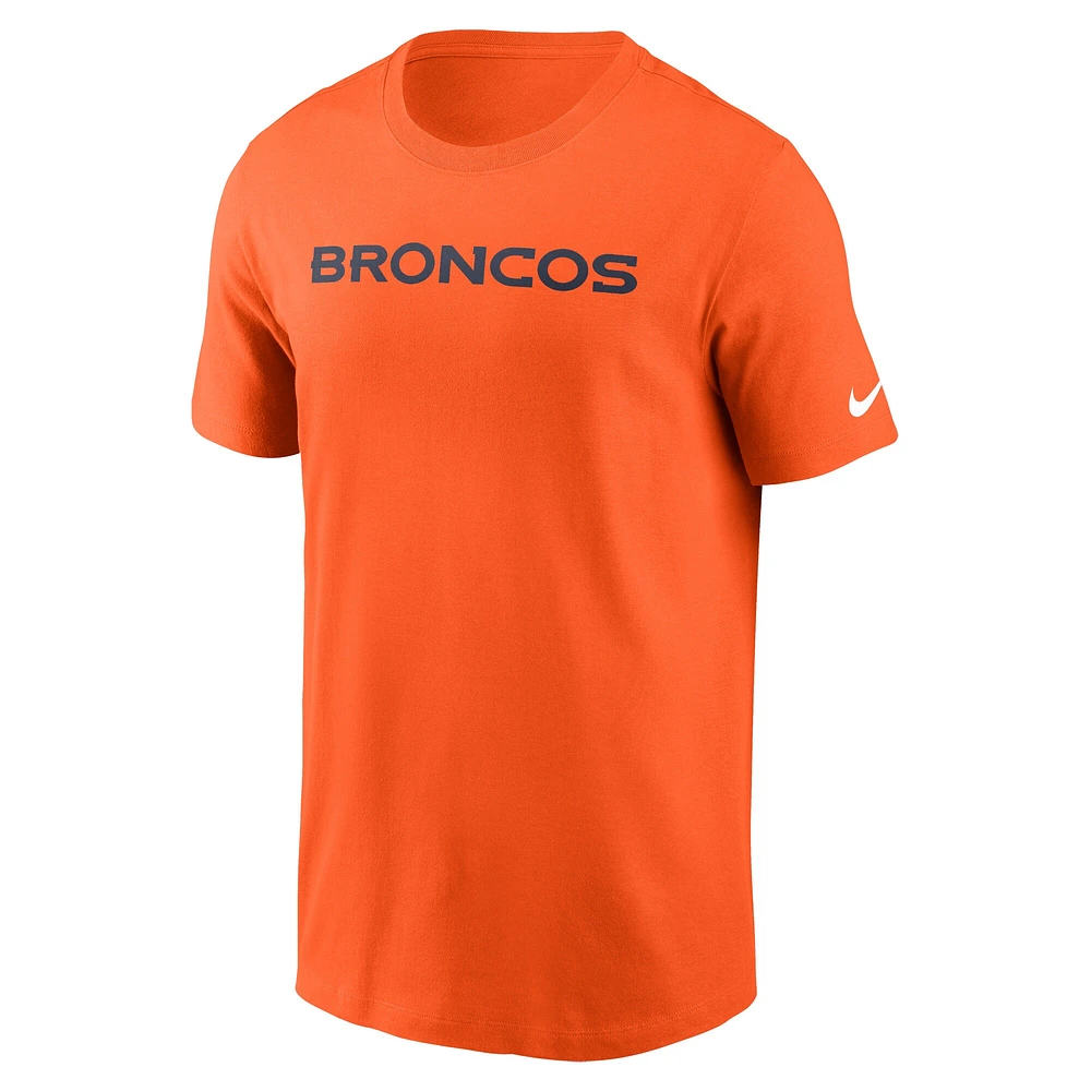 T-shirt essentiel Nike Orange Denver Broncos Primetime Wordmark pour homme