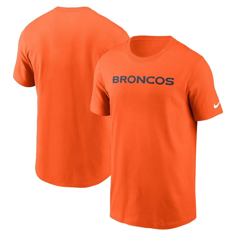 T-shirt essentiel Nike Orange Denver Broncos Primetime Wordmark pour homme