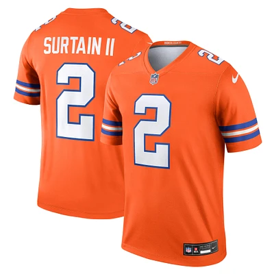 Haut Nike Patrick Surtain II Orange Denver Broncos Alternate Legend Player Performance pour homme